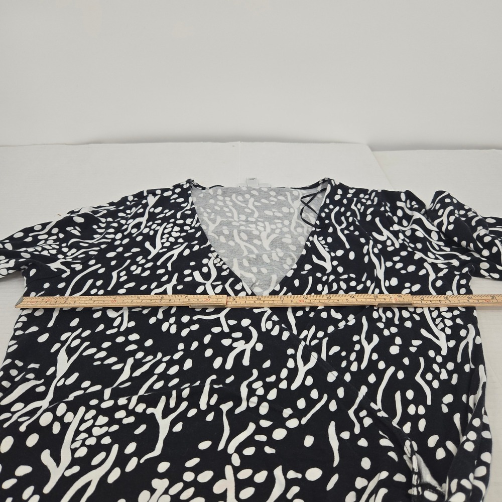 Diane Von Furstenberg Wrap Dress XL Black White Abstract Long Sleeve DVF Target - Picture 8 of 10